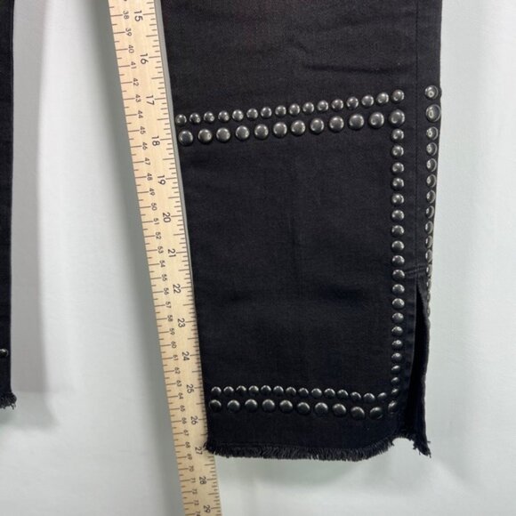 NWT FRAME Denim Le High Straight-Leg Band Studded Jeans-Troupe High-Rise Size 24 - Picture 10 of 16